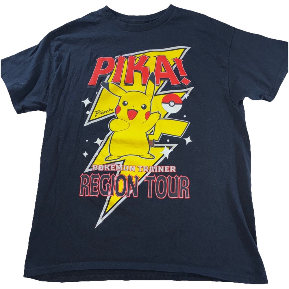 Pokemon‎ Trainer Region Tour Pikachu Graphic T-Shirt Black Mens Large Hybrid